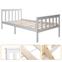 Lit simple avec Sommier à Lattes, Design Minimaliste, Capacité Maximale 80 kg, Sans Matelas, 90x200 cm, Blanc(m-8)