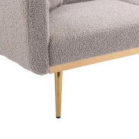 Canapé lit en tissu teddy pour 3 personnes avec Ajustable Postes, robustes Structure métallique, idéale pour Salon et chambre, 162x78x80 cm, Gris(m-7)