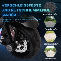 HOMCOM Elektryczny motocykl dla dzieci, ze światłami i dźwiękami, 3 km/h, ładowalny, Plastik/Metal, Czarny/Czerwony(m-6)