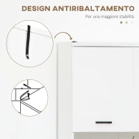 kleankin Mobile Bagno in Truciolato Bianco con 2 Armadietti con Ante e 2 Ripiani Aperti, 80x33.5x190 cm(m-6)