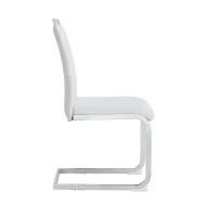 Set aus 2 modernen und ergonomischen Esszimmerstühlen mit hoher Rückenlehne aus Kunstleder und Stoff in Leinenoptik, Weiß(m-6)