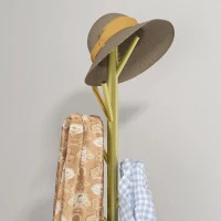 HOMCOM Cuier de Podea Autoportant cu 8 Cârlige și Bază din Marmură, Ø32x164 cm, Auriu(m-7)