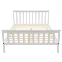 Letto Singolo dal Design Semplice, per Adulti e adolescenti, senza Materasso, 140x200 cm, Bianco(m-2)