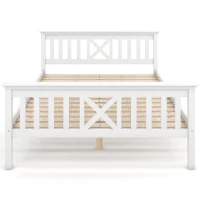 Letto Matrimoniale con forma a X e rete a doghe, senza Materasso, 140x200 cm, Bianco(m-8)