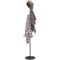 HOMCOM Cuier de Podea Autoportant cu 6 Cârlige Disc și Bază din Ardezie, Ø32x171 cm, Negru(m-1)