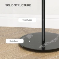 HOMCOM Cuier de Podea Autoportant cu 6 Cârlige Disc și Bază din Ardezie, Ø32x171 cm, Negru(m-5)