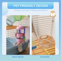 PawHut 5 Tier Hamster Cage Carrier Habitat w/ Exercise Wheels, Tunnel, Light Blue(m-5)