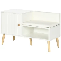 Homcom Banca Pantofi – 80×33×49 cm, Alba cu sezut & Spatiu Depozitare(m-10)