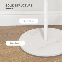 HOMCOM Cuier Vertical Autoportant cu 6 Cârlige în Formă de Disc și Bază din Ardezie, Ø32x171 cm, Alb(m-5)