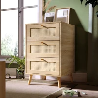 Cassettiera in rattan con 3 cassetti, per Camera da letto, 79,5x48,6x48,5 cm, Colore Naturale(m-5)