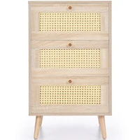 Cassettiera in rattan con 3 cassetti, per Camera da letto, 79,5x48,6x48,5 cm, Colore Naturale(m-2)
