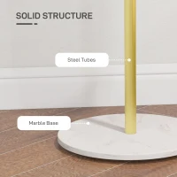 HOMCOM Cuier de Podea Autoportant cu 8 Cârlige și Bază din Marmură, Ø32x164 cm, Auriu(m-5)