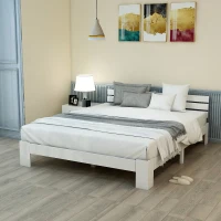 Letto Singolo dal Design Semplice, Senza Materasso, 140x200 cm, Bianco(m-5)