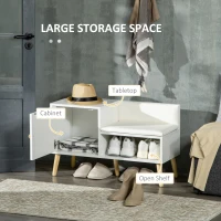 Homcom Banca Pantofi – 80×33×49 cm, Alba cu sezut & Spatiu Depozitare(m-4)