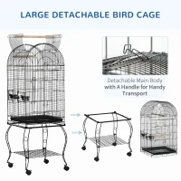 PawHut Bird Cage Budgie Cage Large Aviary for Parrot Finch Cockatiel with Stand, Shelf, Top Access(m-4)