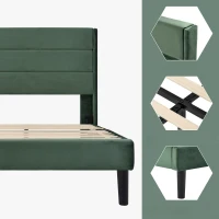 Letto Singolo con Rete a Doghe, Design Moderno, Testiera Imbottita in Velluto, Piedini Antiscivolo, 96x209x111 cm, Verde(m-6)
