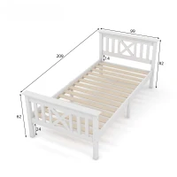 Lit simple, design minimaliste, charge maximale 120 kg, sans matelas, 90x200 cm, Blanc(m-3)