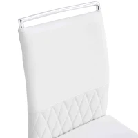 Set aus 2 modernen und ergonomischen Esszimmerstühlen mit hoher Rückenlehne aus Kunstleder und Stoff in Leinenoptik, Weiß(m-5)