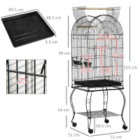PawHut Bird Cage Budgie Cage Large Aviary for Parrot Finch Cockatiel with Stand, Shelf, Top Access(m-3)