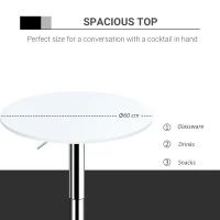 HOMCOM Bar Table Φ60cm Adjustable Height Round Bistro Table w/ Swivel Top Metal Frame Counter Surface Stylish Kitchen Conservatory White(m-6)