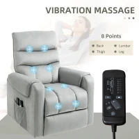 HOMCOM Vibration Massage Rise and Recliner Chair, Electric Power Lift Recliner with Remote Control and Side Pockets, Grey(m-6)