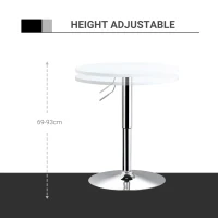 HOMCOM Bar Table Φ60cm Adjustable Height Round Bistro Table w/ Swivel Top Metal Frame Counter Surface Stylish Kitchen Conservatory White(m-4)