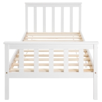 Cama individual con somier de lamas, diseño minimalista, capacidad máxima 80 kg, sin colchón, 90x200 cm, Blanco