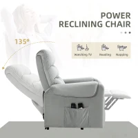 HOMCOM Vibration Massage Rise and Recliner Chair, Electric Power Lift Recliner with Remote Control and Side Pockets, Grey(m-5)