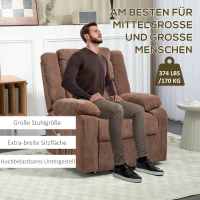 HOMCOM Fotel relaksacyjny z funkcją wstawania, regulowana poduszka pod głowę, składane oparcie, wyściełane podłokietniki, Jasnobrązowy(m-8)