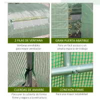 Outsunny Invernadero de Túnel 6x3x2 m con Puerta y Ventanas Invernadero de Jardín Grande Cubierta de PE y Metal Galvanizado Verde(m-6)