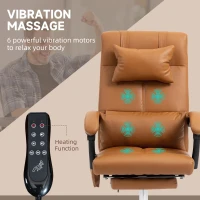 Vinsetto Fotel Biurowy z Funkcją Masażu, Ergonomiczny, 66x67x115-123cm, Jasnobrązowy(m-4)