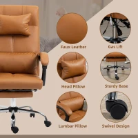 Vinsetto Fotel Biurowy z Funkcją Masażu, Ergonomiczny, 66x67x115-123cm, Jasnobrązowy(m-6)