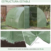 Outsunny Invernadero de Túnel 6x3x2 m con Puerta y Ventanas Invernadero de Jardín Grande Cubierta de PE y Metal Galvanizado Verde(m-5)