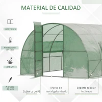 Outsunny Invernadero de Túnel 6x3x2 m con Puerta y Ventanas Invernadero de Jardín Grande Cubierta de PE y Metal Galvanizado Verde(m-4)