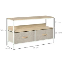 HOMCOM Mobilier pentru Televizor de 47" cu Sertare Pliabile din Material Textil și Raft, 98x29x56 cm, Lemn Natural(m-3)
