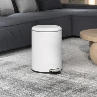 HOMCOM Prullenbak 20L, met Pedal, Binnenemmer, vingerafdrukvrij, Stil Sluiten, Crèmewit(m-2)