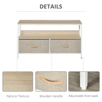 HOMCOM Mobilier pentru Televizor de 47" cu Sertare Pliabile din Material Textil și Raft, 98x29x56 cm, Lemn Natural(m-6)