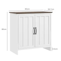 HOMCOM Bufet Modern pentru Bucătărie, Mobilier cu 2 Uși și Raft Reglabil din Lemn, 80x39,7x80 cm, Alb(m-3)