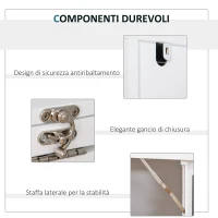 HOMCOM Scrivania PC Pieghevole con Libreria a 9 Ripiani in Legno e Metallo, 98x51x153 cm, Bianco(m-7)