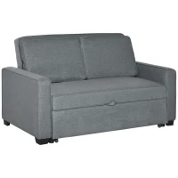 HOMCOM Double Sofa Bed Click Clack Sofa Bed Pull Out Bed with Adjustable Backrest for Living Room and Bedroom Grey(m-1)