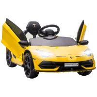HOMCOM Mașinuță Electrică pentru Copii de 12V cu 2 Motoare, Telecomandă, Faruri și Muzică, 107,5x63x42 cm, Galben(m-1)