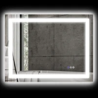 HOMCOM LED-Badezimmerspiegel, Front- und Rückbeleuchtung, Smart-Touch, Entnebelung, 80x60 cm(m-1)