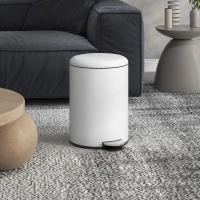 HOMCOM Prullenbak 20L, met Pedal, Binnenemmer, vingerafdrukvrij, Stil Sluiten, Crèmewit(m-8)