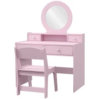 AIYAPLAY Kids Dressing Table Set Kids Make up Table with Stool and Mirror, Storage Drawers, Gift for Aged 3-8(m-11)