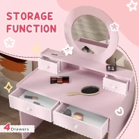 AIYAPLAY Kids Dressing Table Set Kids Make up Table with Stool and Mirror, Storage Drawers, Gift for Aged 3-8(m-5)