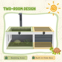 PawHut Tortoise Table with Wooden Lamp Holder, Wooden Tortoise House w/ Openable Lids, Pull-Out Trays - Grey(m-4)