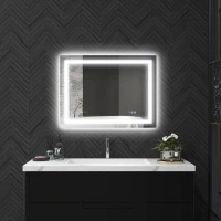 HOMCOM LED-Badezimmerspiegel, Front- und Rückbeleuchtung, Smart-Touch, Entnebelung, 80x60 cm(m-9)