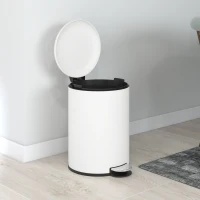 HOMCOM Prullenbak 20L, met Pedal, Binnenemmer, vingerafdrukvrij, Stil Sluiten, Crèmewit(m-9)