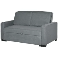 HOMCOM Double Sofa Bed Click Clack Sofa Bed Pull Out Bed with Adjustable Backrest for Living Room and Bedroom Grey(m-11)