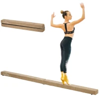 HOMCOM Składana Belka Gimnastyczna, Antypoślizgowa, Okładka z Zamszu, Solidne Drewno, 210 x 10 x 6,5 cm, Niebieska(m-10)